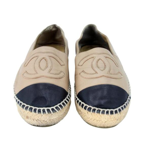 Chanel Embroidered Espadrille 37 Leather CC Cap Toe Flats CC-0803N-0007 - Picture 3 of 11